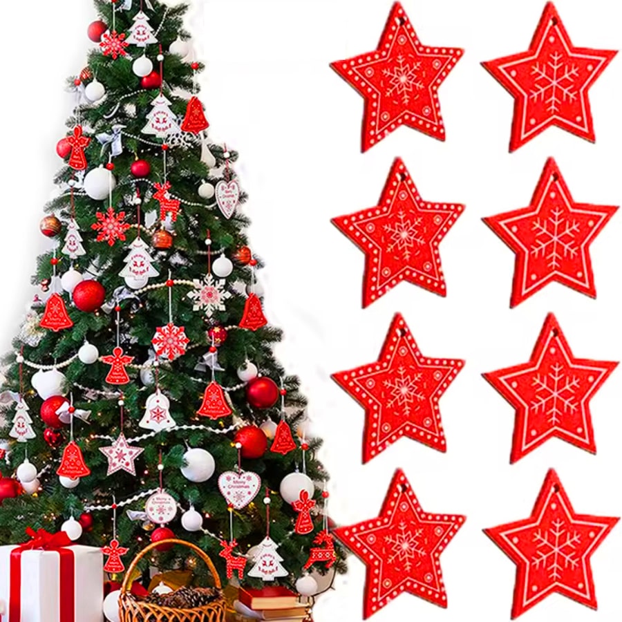 100pcs Wooden Christmas Tree Pandent Articles For Christmas Hanging Ornaments
