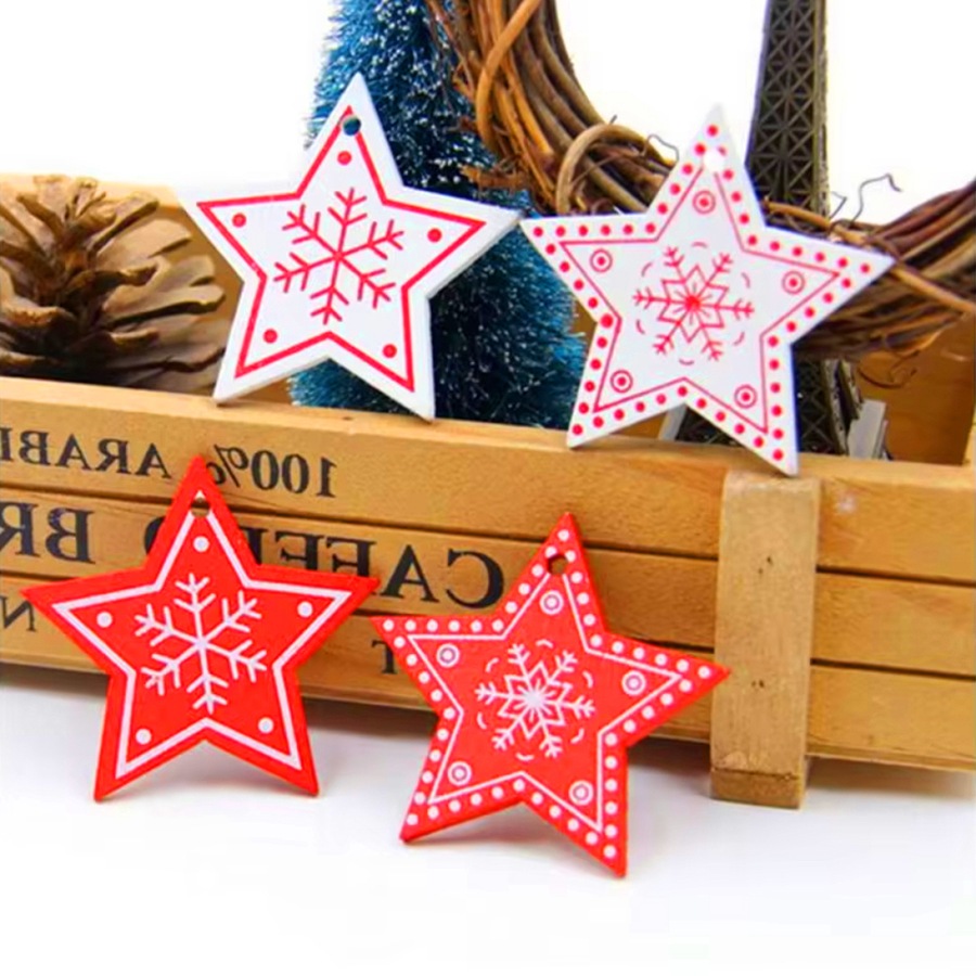 100pcs Wooden Christmas Tree Pandent Articles For Christmas Hanging Ornaments