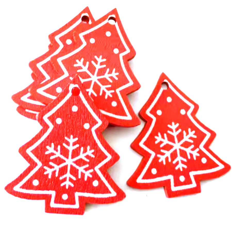 100pcs Wooden Christmas Tree Pandent Articles For Christmas Hanging Ornaments