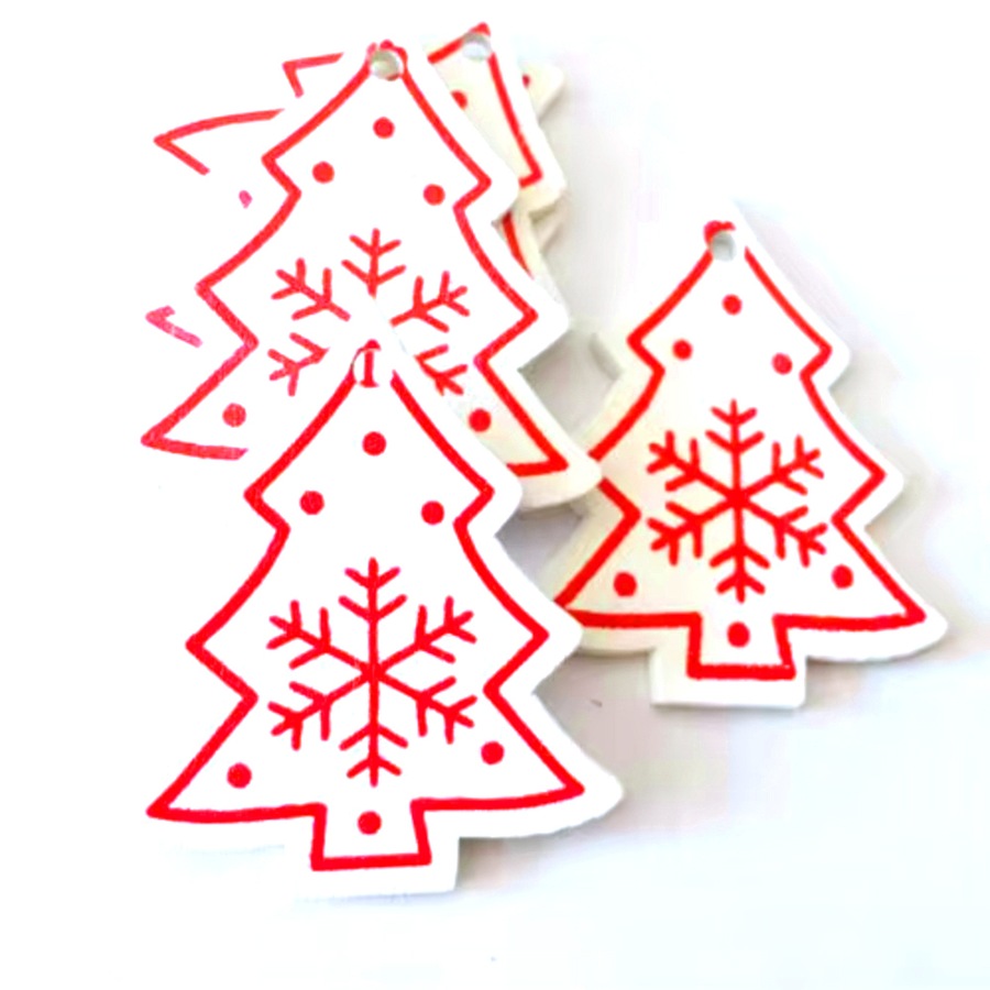 100pcs Wooden Christmas Tree Pandent Articles For Christmas Hanging Ornaments