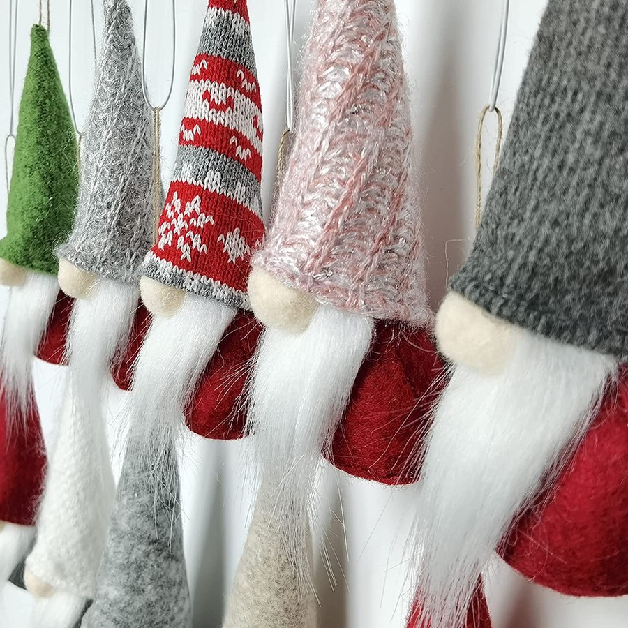 10Pcs Gnome Christmas Ornaments Gnomes Plush Pendant Decorations Xmas Pendant