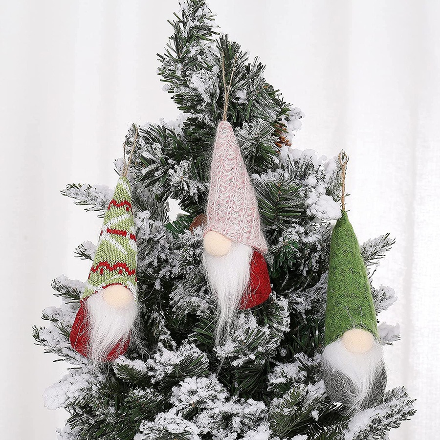 10Pcs Gnome Christmas Ornaments Gnomes Plush Pendant Decorations Xmas Pendant