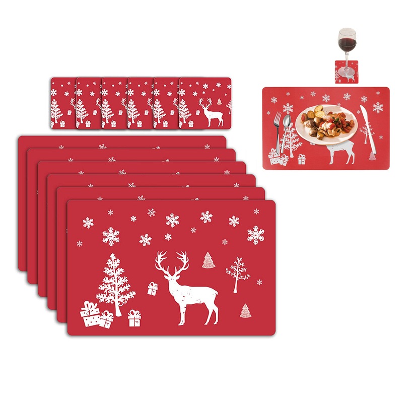 Buy 12 Pcs Non Slip HeatResistant Christmas Placemats and Coasters Set