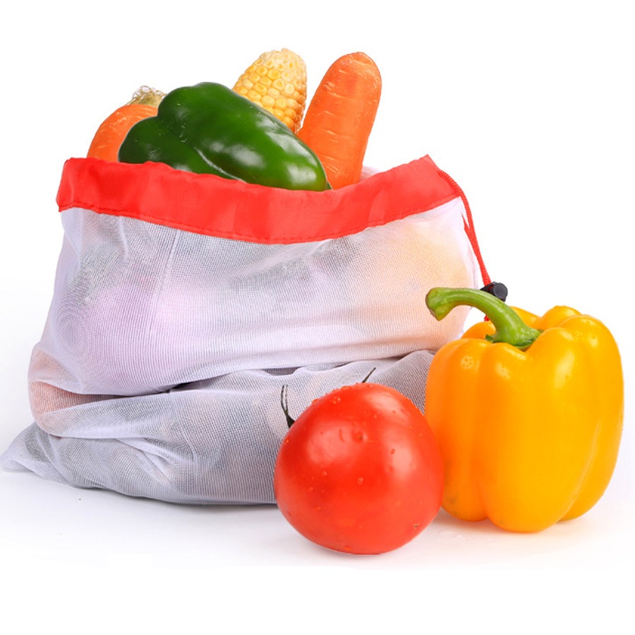 12 piece set of reusable mesh shopping bags fruit and vegetable storage bag