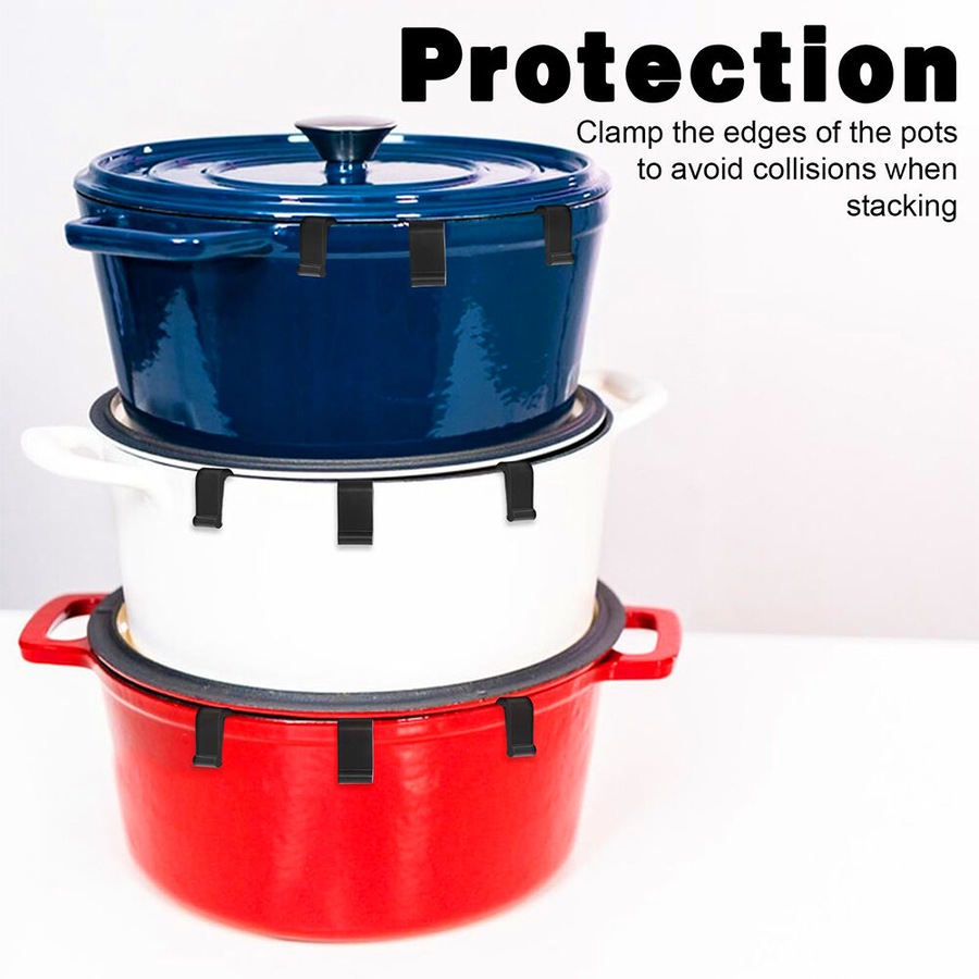 12pcs Dutch Oven Lid Protector Clips Silicone Pan Protectors For Stacking