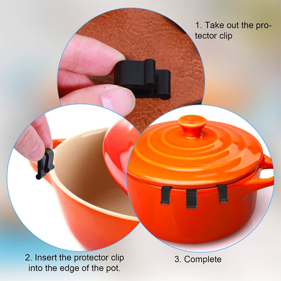 12pcs Dutch Oven Lid Protector Clips Silicone Pan Protectors For Stacking