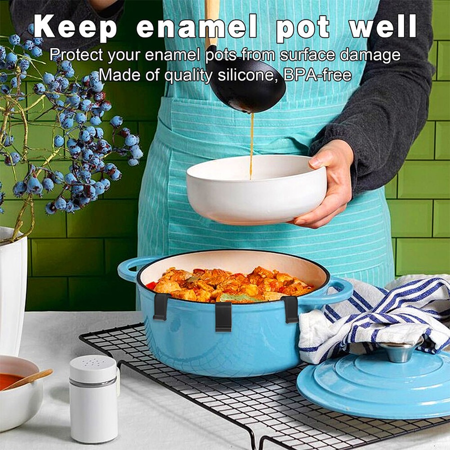 12pcs Dutch Oven Lid Protector Clips Silicone Pan Protectors For Stacking