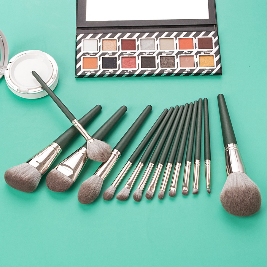 14 Pcs Green Cloud Makeup Brushes Make Up Brush Set Makeup Brush with Bag