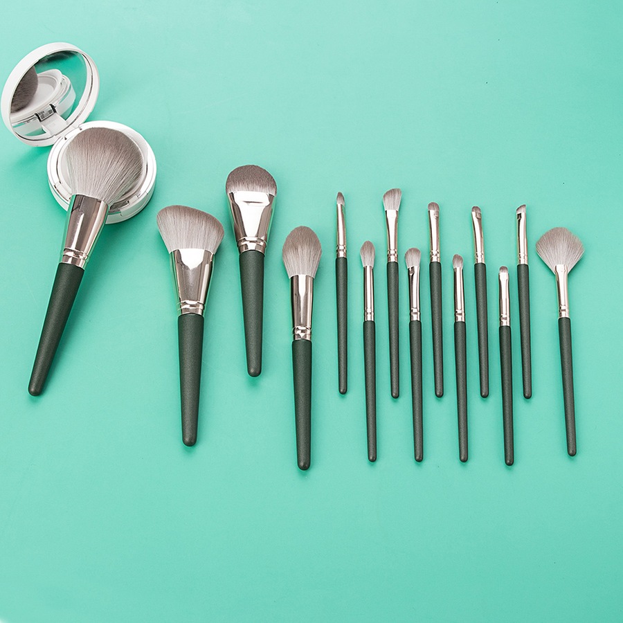 14 Pcs Green Cloud Makeup Brushes Make Up Brush Set Makeup Brush with Bag