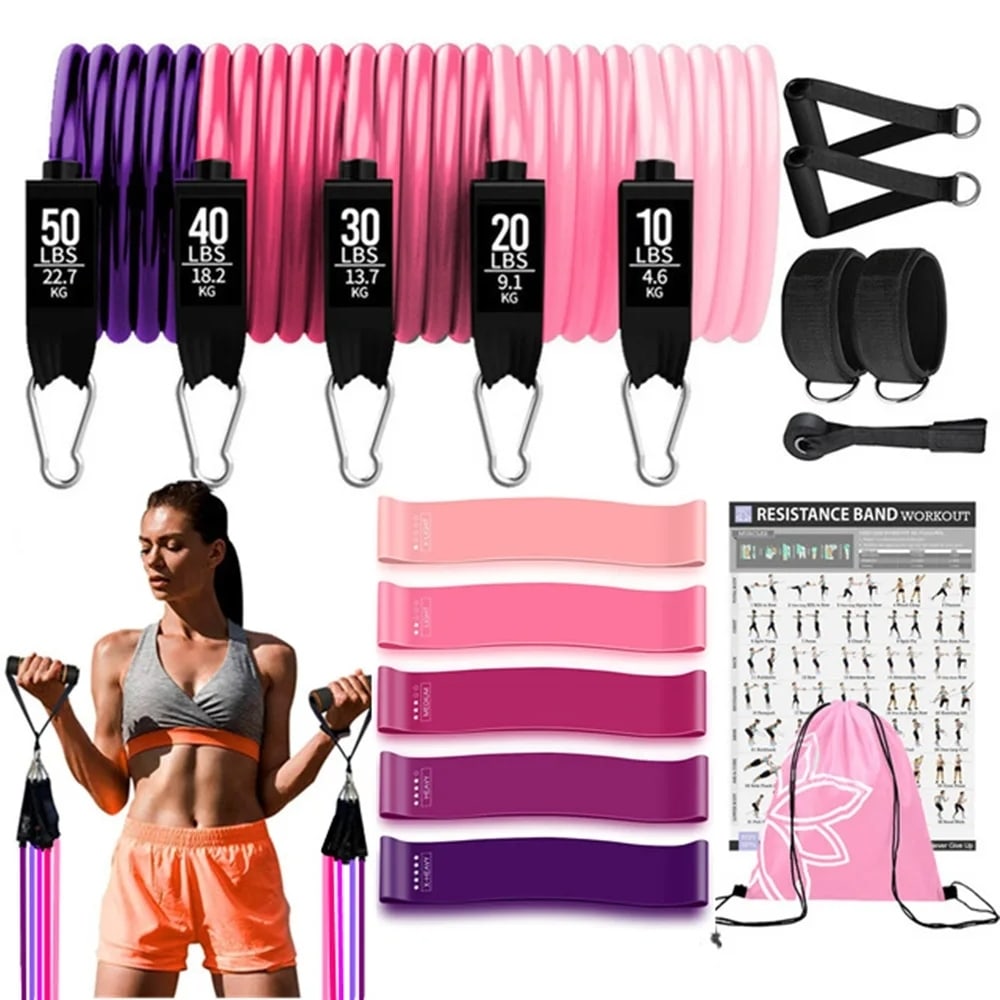 17pcs Resistance Bands Set For Women Latex Exercise Training Workout Band Australia