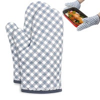 2PCS Oven Mitts Quilted Terry Cloth Lining Heat Resistant Kitchen