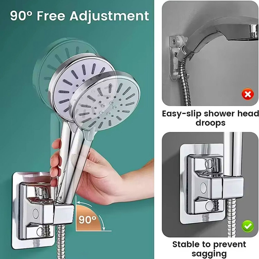 2 Pack Shower Head Holder Adjustable Self-Adhesive Wall Mounted Shower Holder
