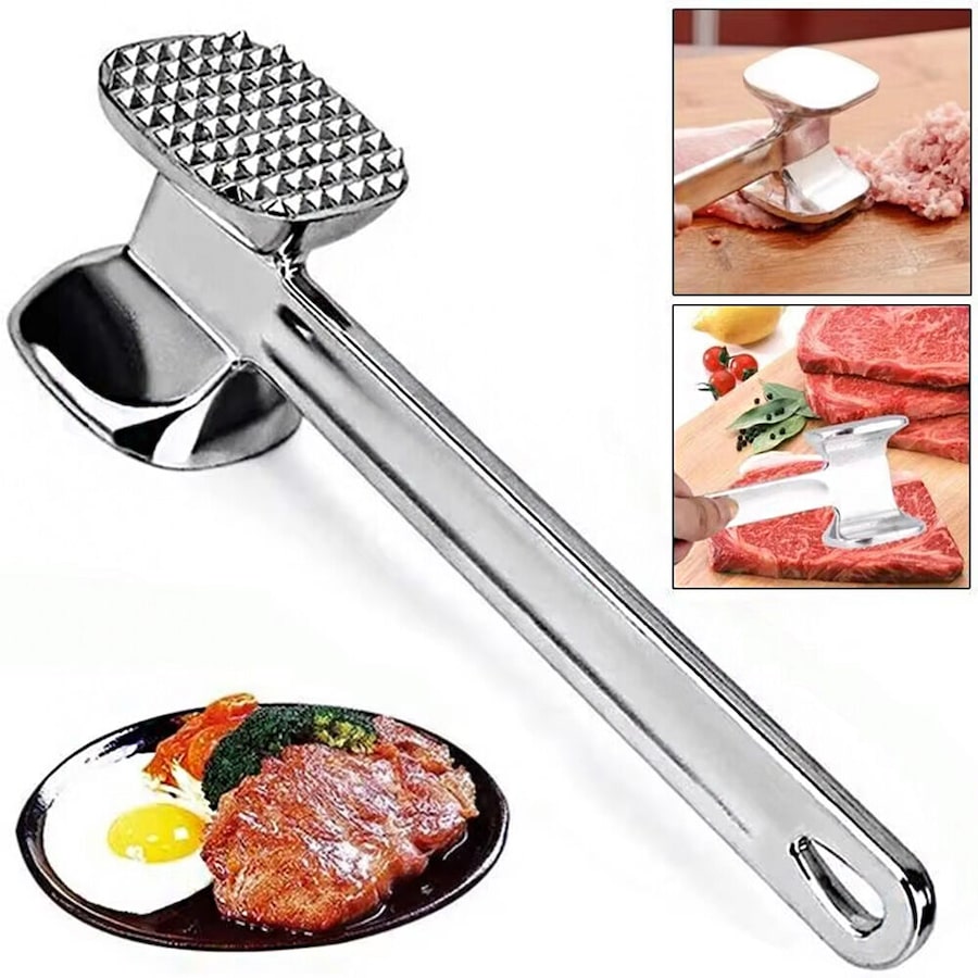 2 Pcs Meat Tenderizer Hammer Steak Metal Mallet Double-Sided Tenderizer