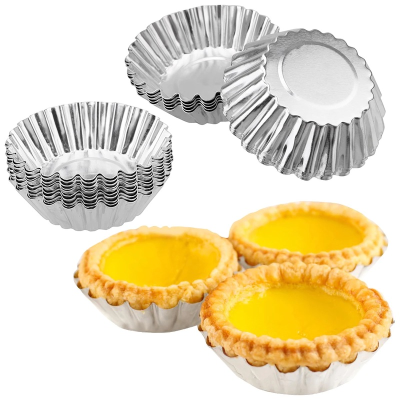 Buy 20 Pack Aluminum Alloy Handmade Egg Tart Tray Mold Paper Cup Cake ...