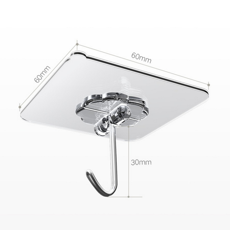 20Pcs 6x6cm Transparent Strong Self Adhesive Door Wall Hangers Hooks