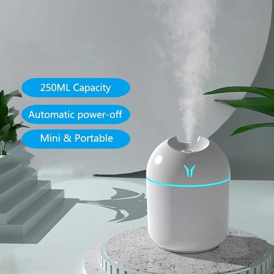 250ml USB Mini Colourful Light Air Humidifier-White