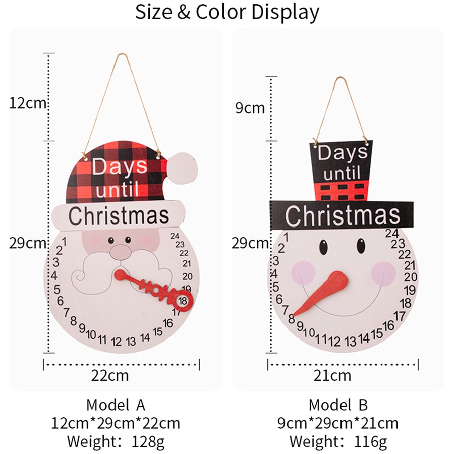 2Pcs Christmas Calendar Old Man Snowman Pointer Wall Calendar Countdown Ornament