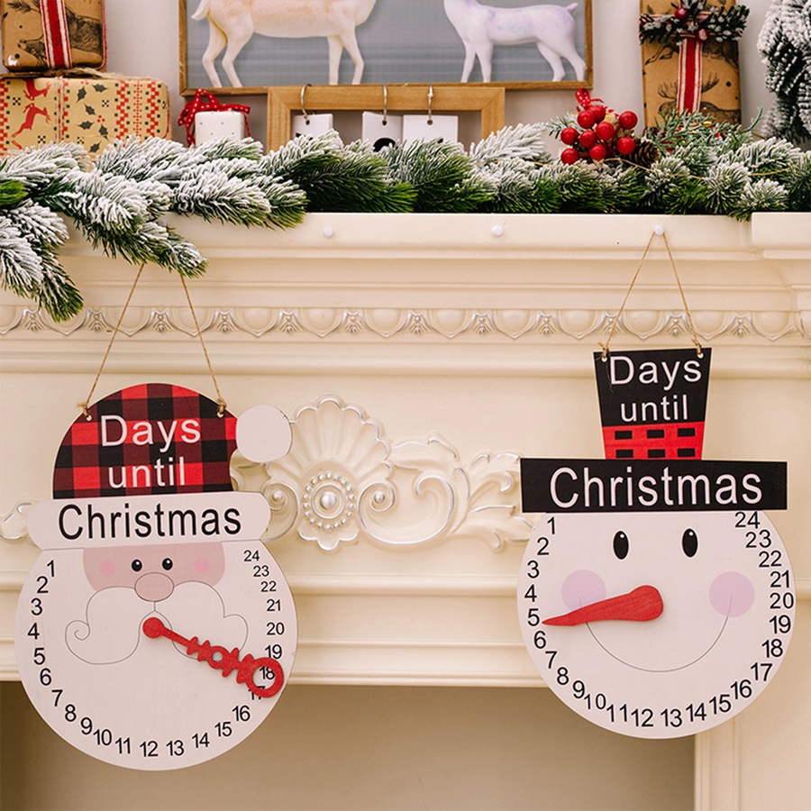 2Pcs Christmas Calendar Old Man Snowman Pointer Wall Calendar Countdown Ornament