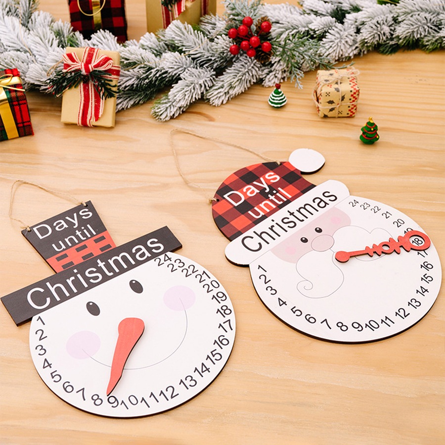 2Pcs Christmas Calendar Old Man Snowman Pointer Wall Calendar Countdown Ornament