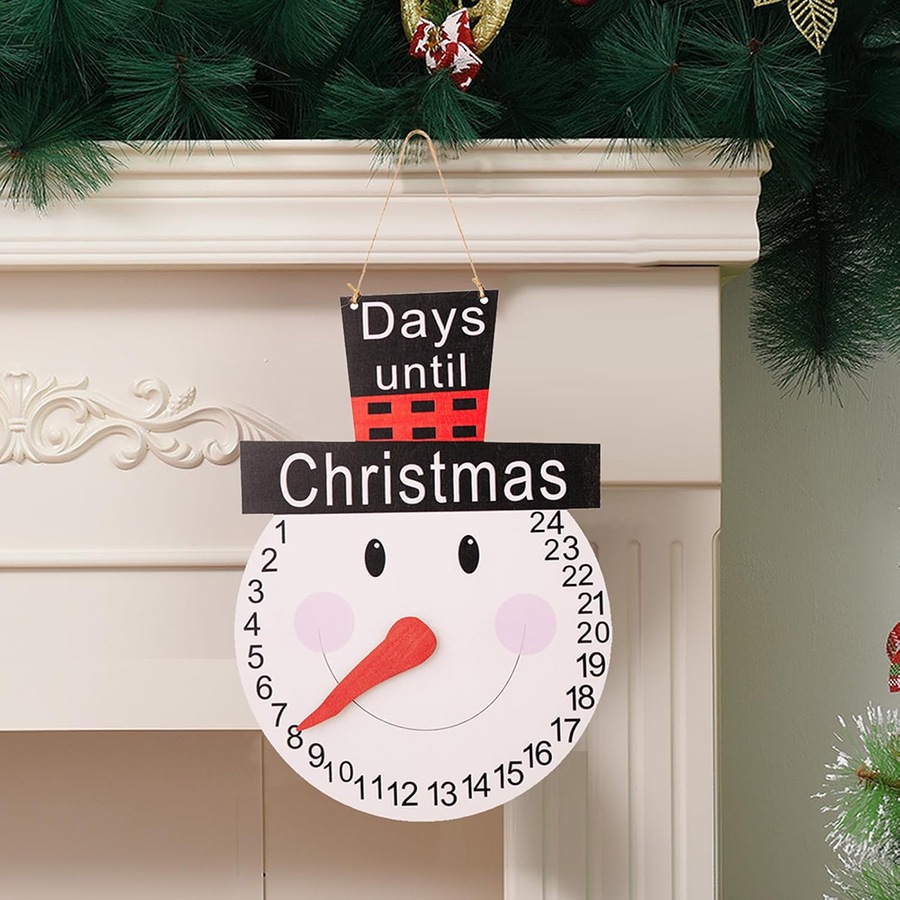 2Pcs Christmas Calendar Old Man Snowman Pointer Wall Calendar Countdown Ornament