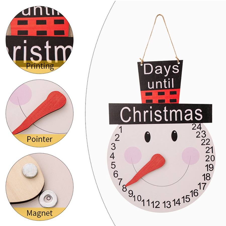 2Pcs Christmas Calendar Old Man Snowman Pointer Wall Calendar Countdown Ornament