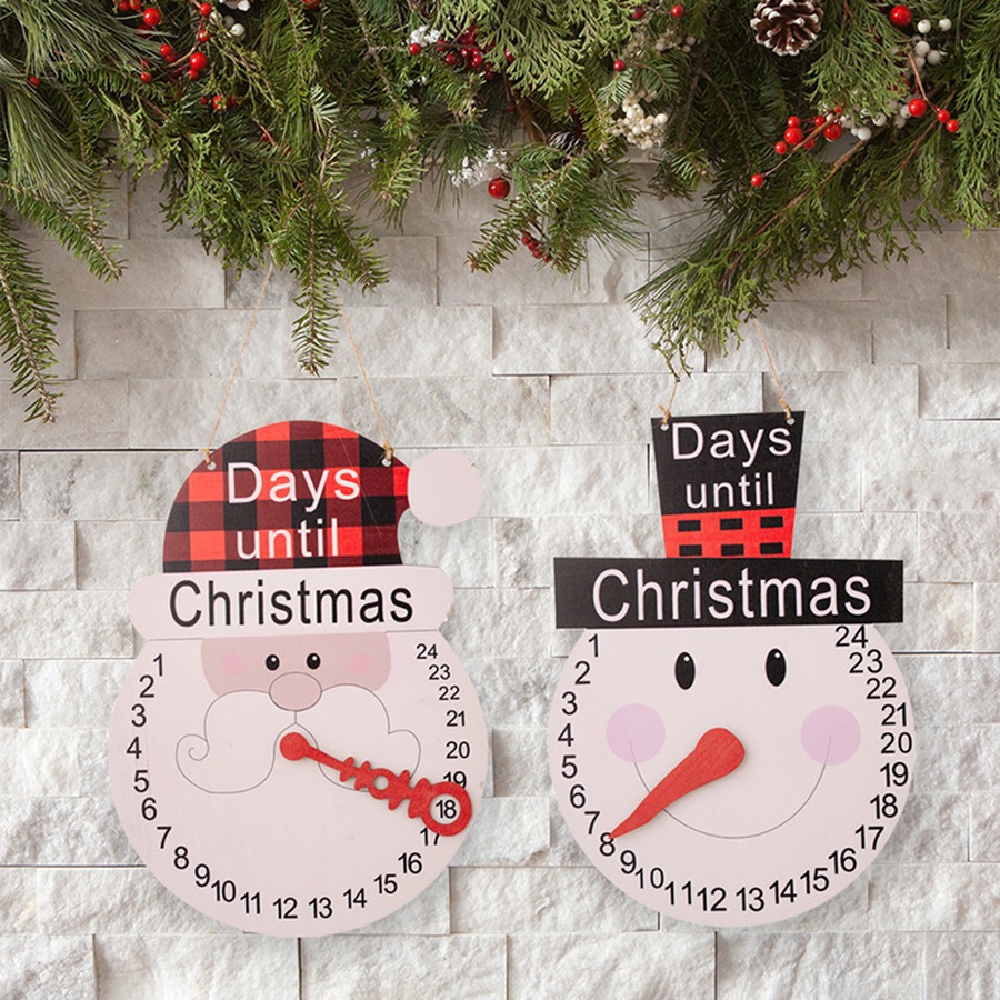 2Pcs Christmas Calendar Old Man Snowman Pointer Wall Calendar Countdown Ornament