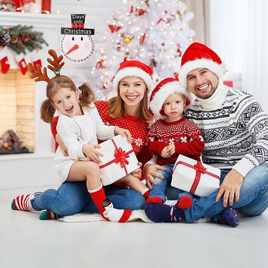 2Pcs Christmas Calendar Old Man Snowman Pointer Wall Calendar Countdown Ornament