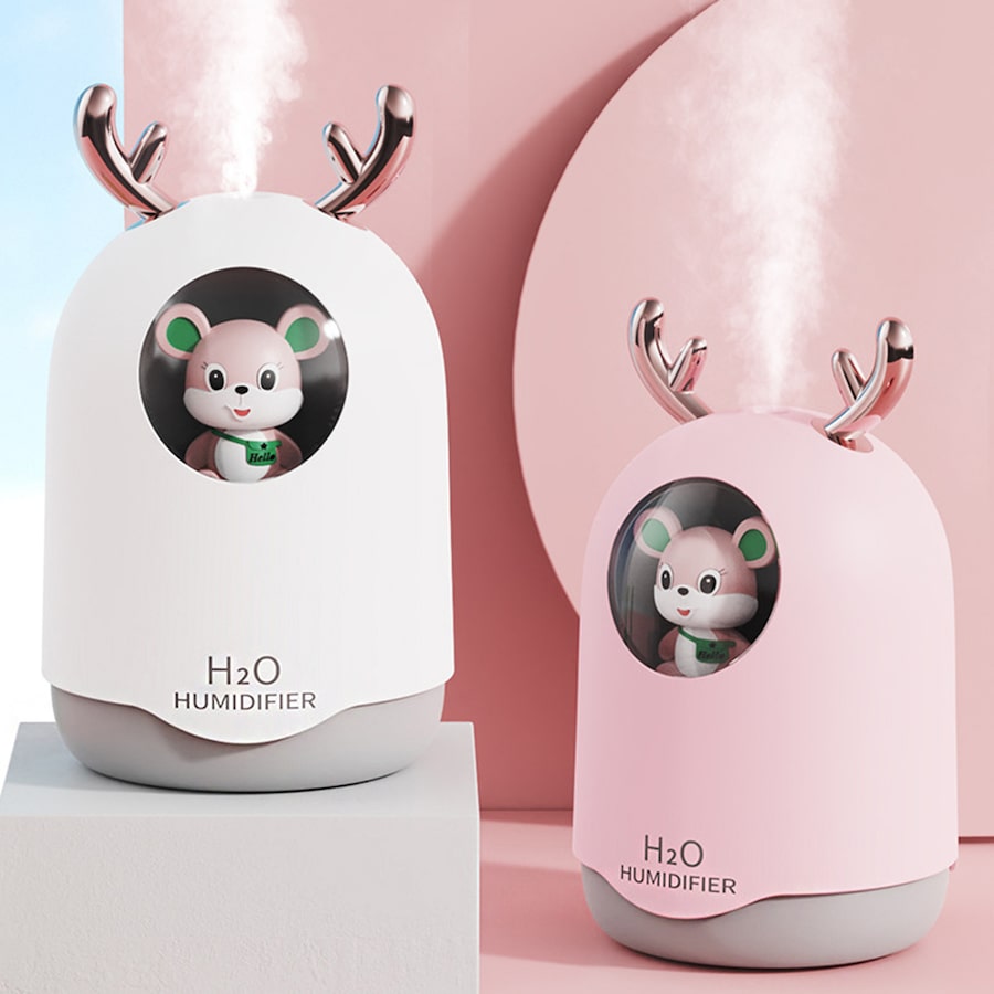 2Pcs Cute Mini Humidifier USB Colorful Night Light Home Silent Air Humidifier
