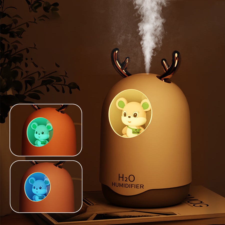 2Pcs Cute Mini Humidifier USB Colorful Night Light Home Silent Air Humidifier