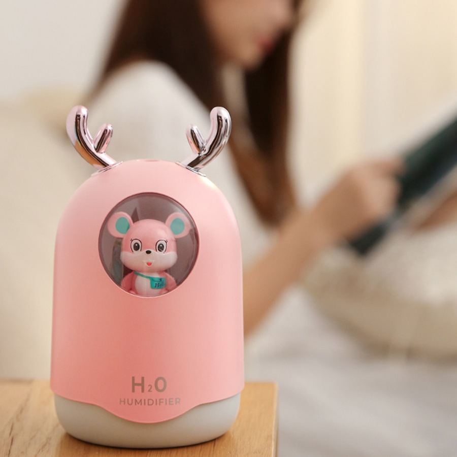2Pcs Cute Mini Humidifier USB Colorful Night Light Home Silent Air Humidifier