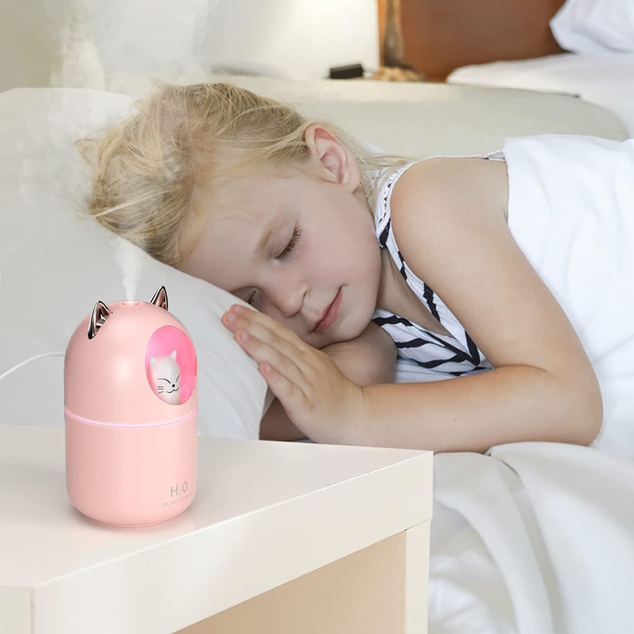2Pcs Cute Mini Humidifier USB Colorful Night Light Home Silent Air Humidifier