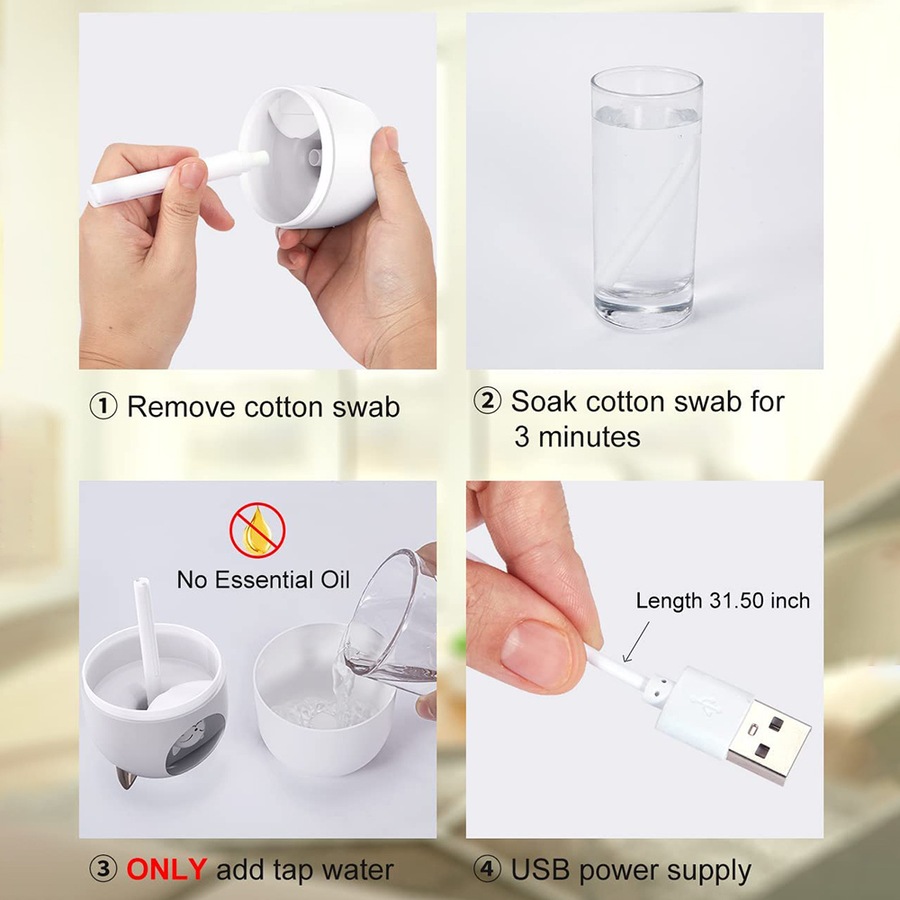 2Pcs Cute Mini Humidifier USB Colorful Night Light Home Silent Air Humidifier