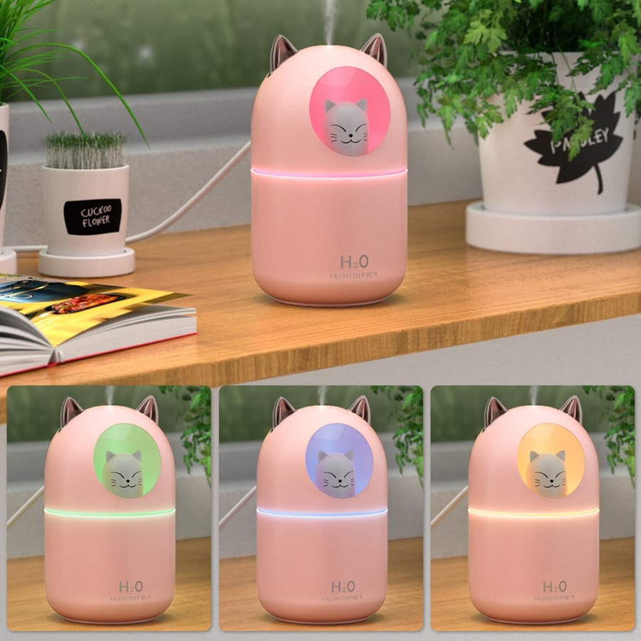 2Pcs Cute Mini Humidifier USB Colorful Night Light Home Silent Air Humidifier