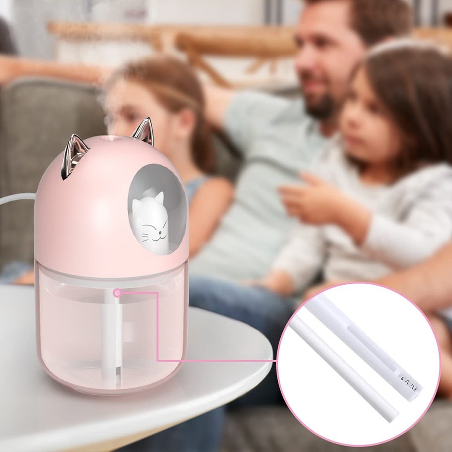 2Pcs Cute Mini Humidifier USB Colorful Night Light Home Silent Air Humidifier