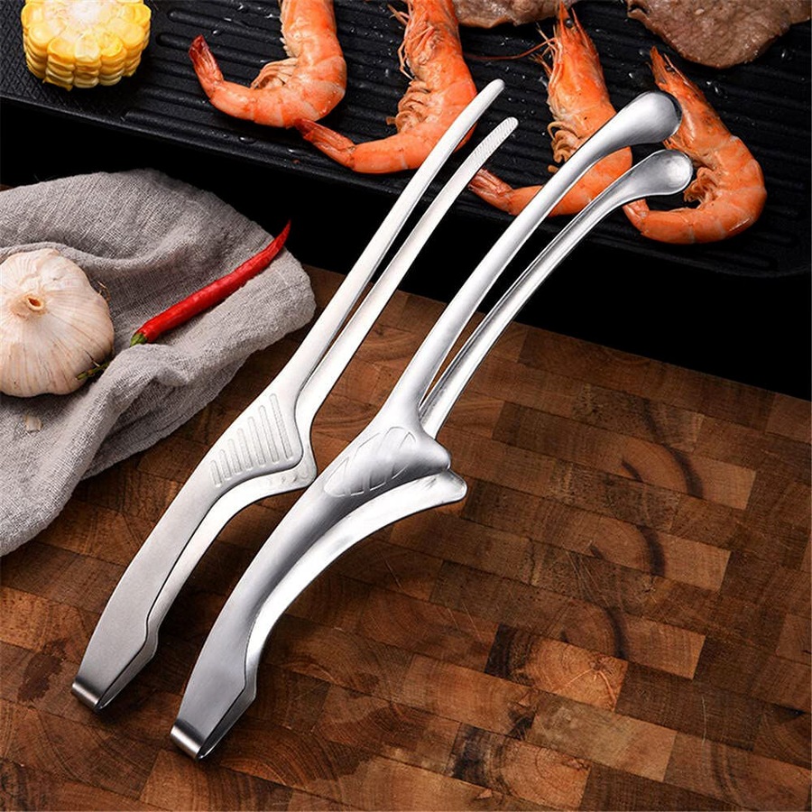 4 PCS Stainless Steel Grill Tongs Korean Japanese BBQ Steak Tongs