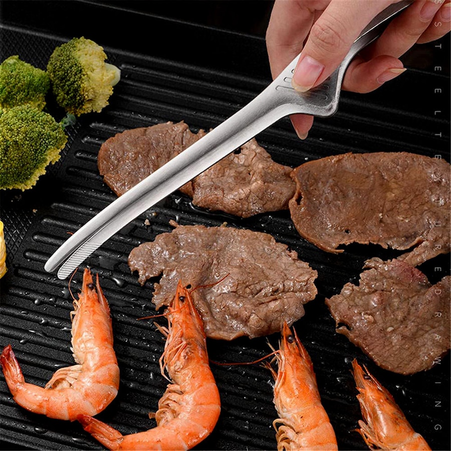 4 PCS Stainless Steel Grill Tongs Korean Japanese BBQ Steak Tongs