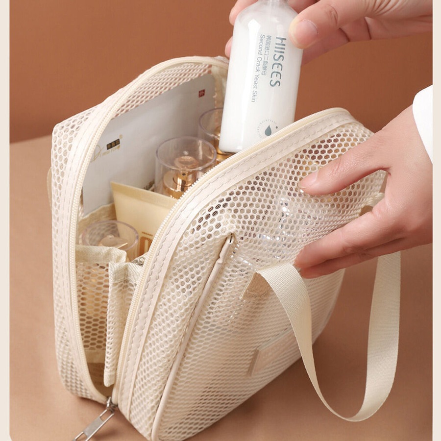 2Pcs Mesh Storage Bag Cosmetic Bag Travel Toiletry Bags