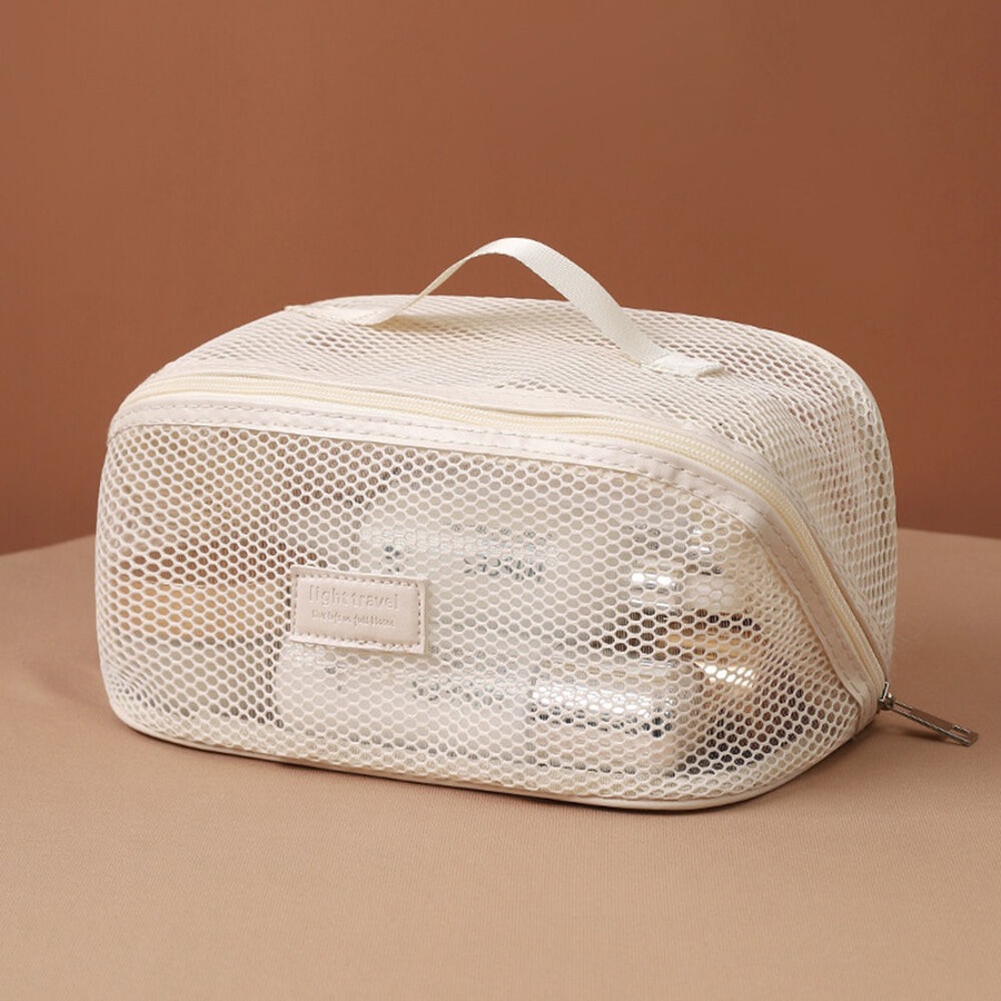 2Pcs Mesh Storage Bag Cosmetic Bag Travel Toiletry Bags