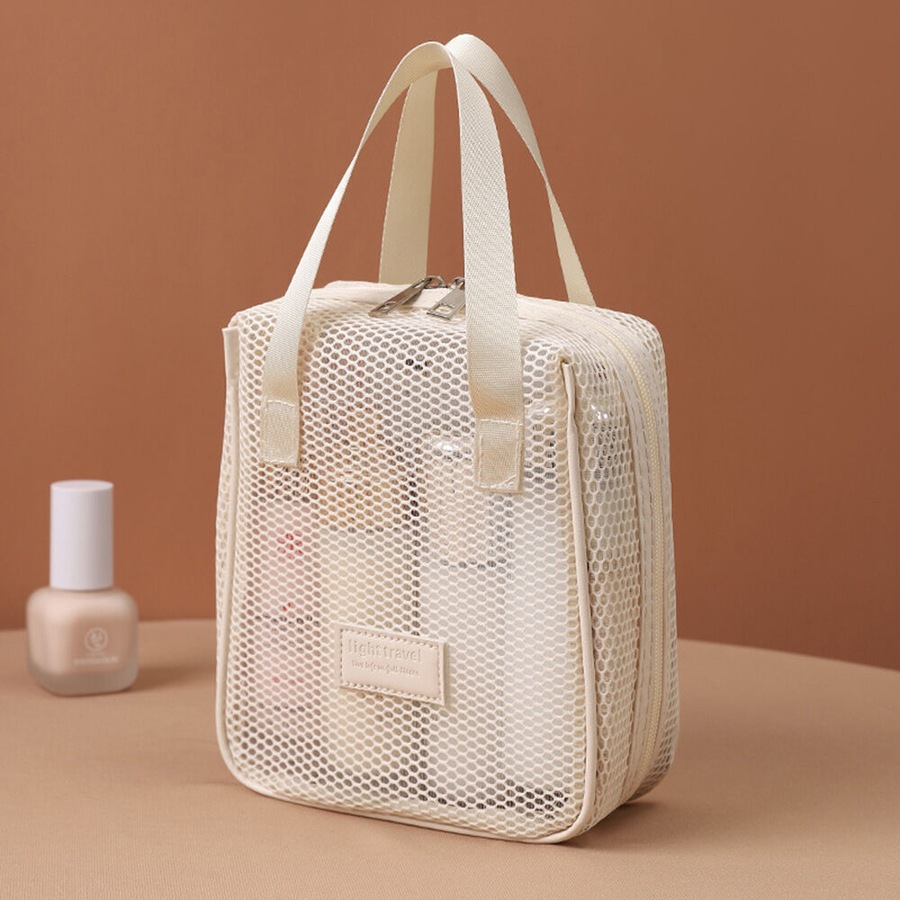 2Pcs Mesh Storage Bag Cosmetic Bag Travel Toiletry Bags