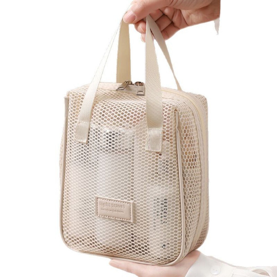2Pcs Mesh Storage Bag Cosmetic Bag Travel Toiletry Bags
