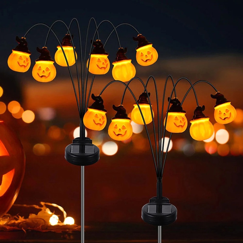 Buy 2Pcs Outdoor Solar Pumpkin Lights Garden Ghost Solar Lights Halloween Decoration MyDeal