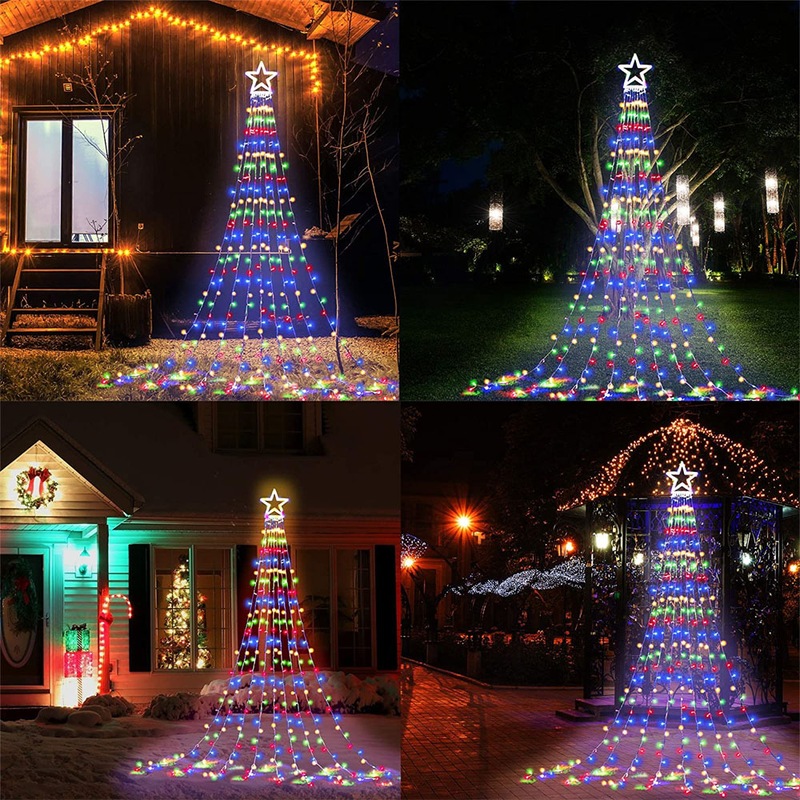 Buy Solar LED Star Waterfall Lights Christmas Tree Decor String Lights MyDeal