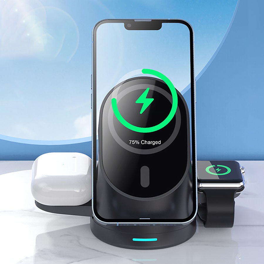 3-in-1 Magnetic Wireless Charger for iPhone, iWatch, AirPods