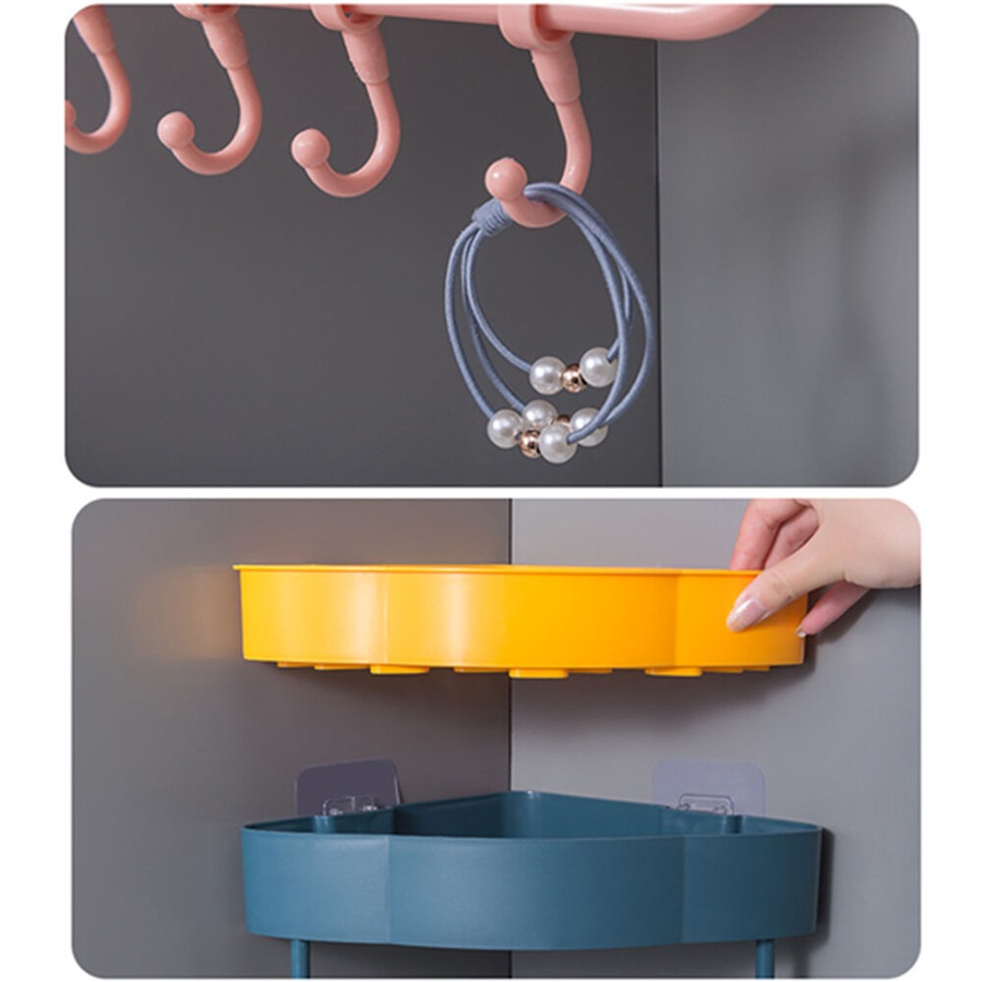 3 Pack Punch-Free Bathroom Shelf Kitchen Household Wall-Mounted Storage Rack