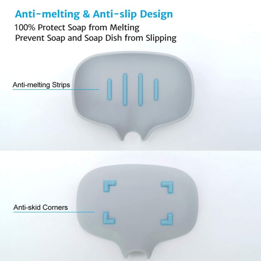 3 Pack Silicone Soap Dish with Drain Bar Soap Holder for Shower/Bathroom