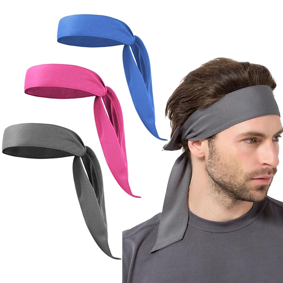 3 Pack Tennis Tie Headband Hair Band Unisex Dry Head Tie Sport Tie Back Headband