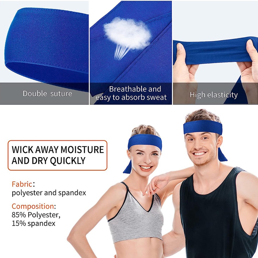 3 Pack Tennis Tie Headband Hair Band Unisex Dry Head Tie Sport Tie Back Headband