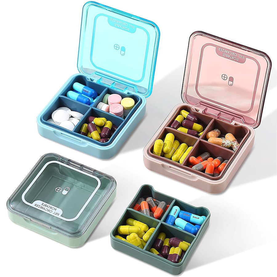 3 Pack Travel Pill Organizer 4 Compartments Medicine Organizer Portable Pill Box