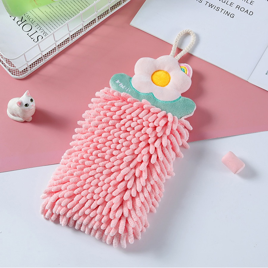 3 Pcs Chenille Hand Towels Kitchen Cute Quick Dry Hand Towels Hanging Hand Towel