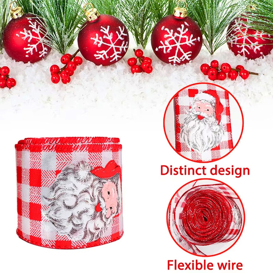 3 Rolls Christmas Ribbon 5M Handmade Gift Box Strap Xmas Tree DIY Bow Ribbon